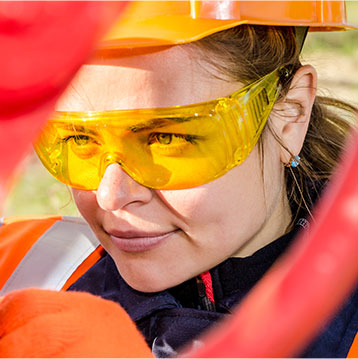 woman in protective glasses